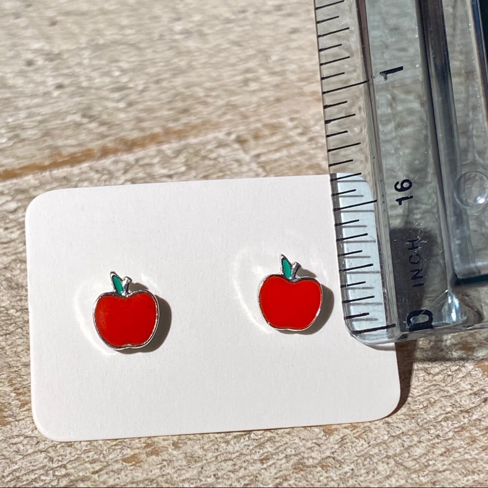 3 for $15 Apple Silver Studs Earrings Posts - Picture 4 of 4